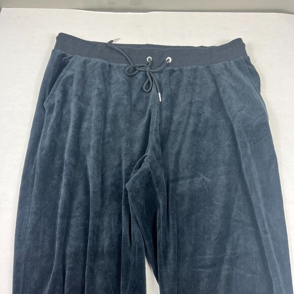 Bebe Velour Jogger Pants Black Rhinestone Logo Y2K Lounge Casual Track Pants 2X - Picture 4 of 11